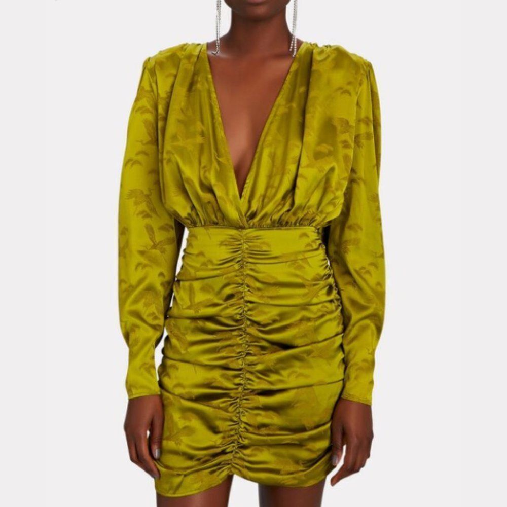 Ronny Kobo Collection Green Ruched Bodycon Mini Dress - Picture 2 of 13